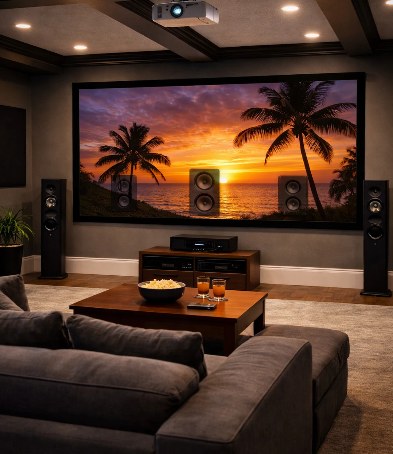 Acoustically Transparent Projector Screen Layout