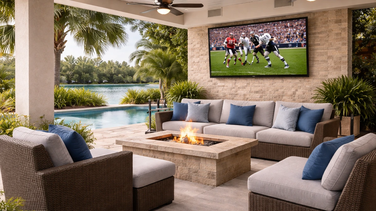 Better Outdoor Tv Plan With Weather Rated Display And Audio