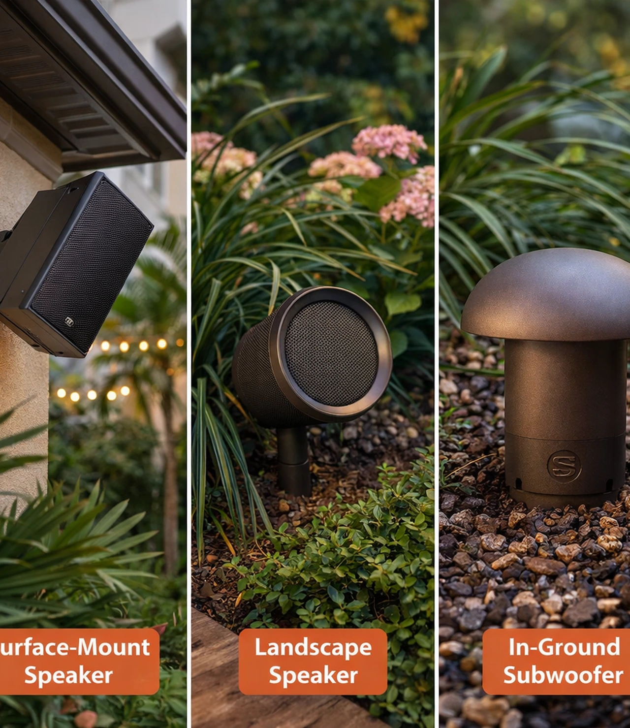 Outdoor Speaker Types Surface Mount Landscape Subwoofer