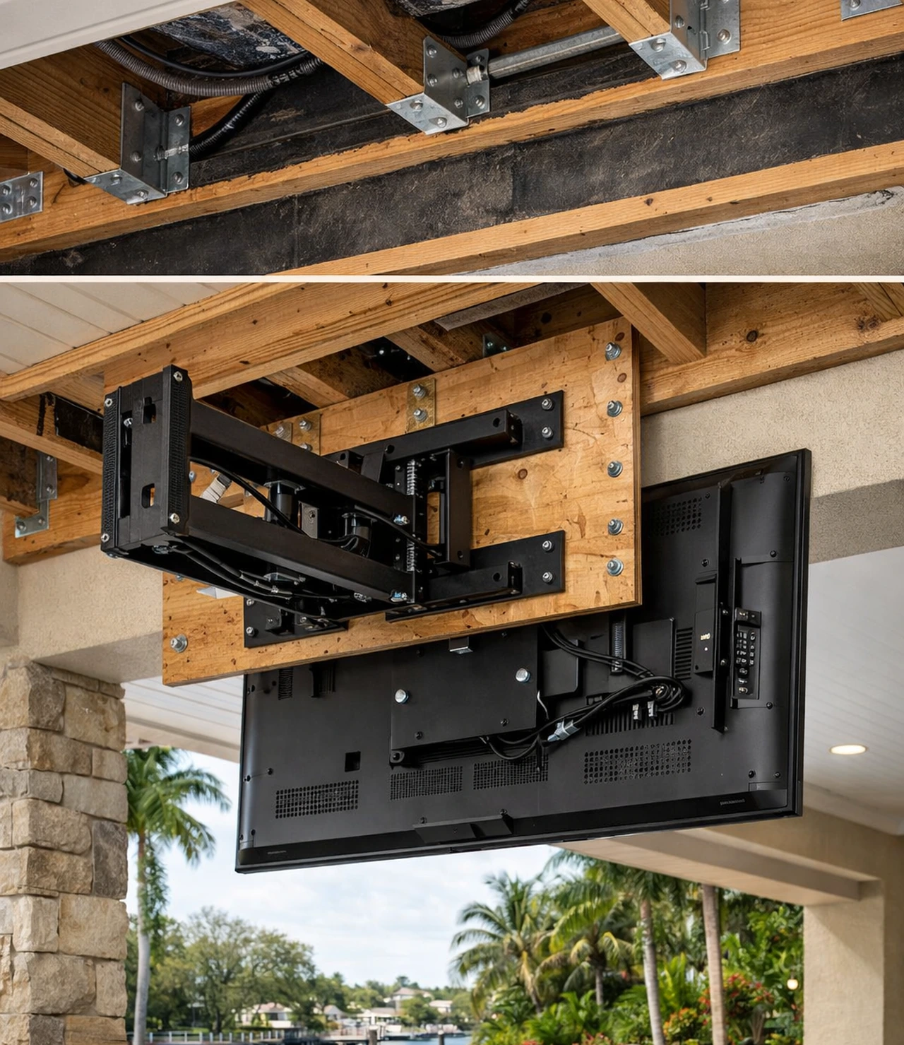 Outdoor Tv Mounting And Structural Installation Detail