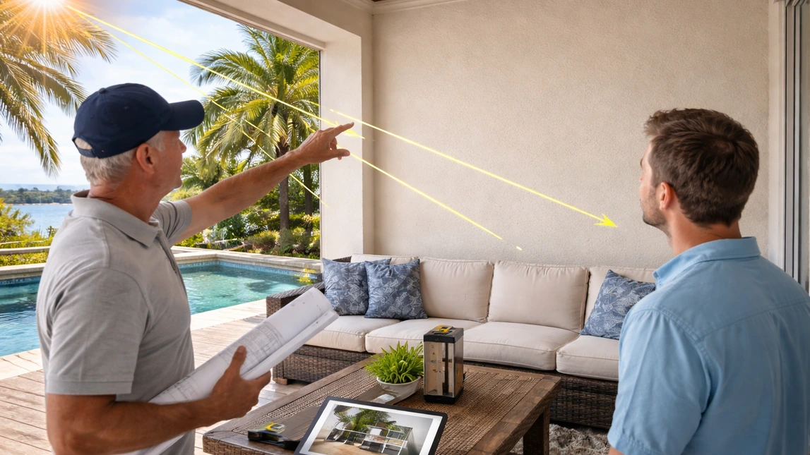 Outdoor Tv Placement Sun Glare And Sightline Planning