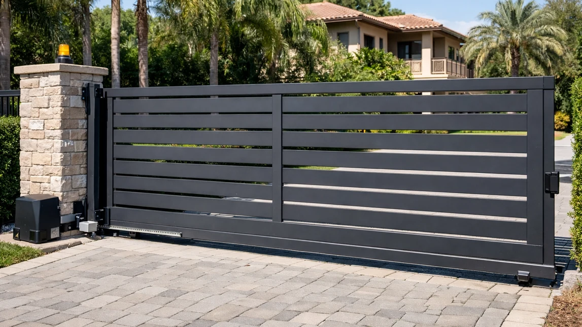 Sliding Automatic Gate Driveway Installation